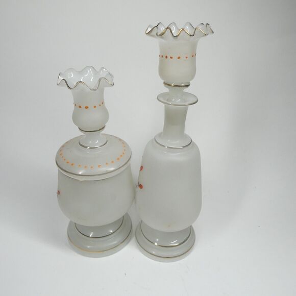 Handpainted Ducks Birds Frosted Glass Decanter Jar Candle Holder Vintage - Picture 7 of 9